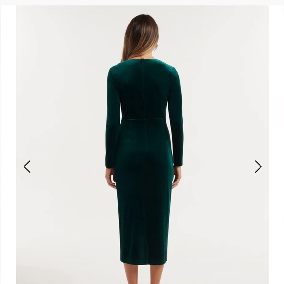 Ever New Antionette Wrap Velvet Midi XS Emerald Green - Picture 2 of 5